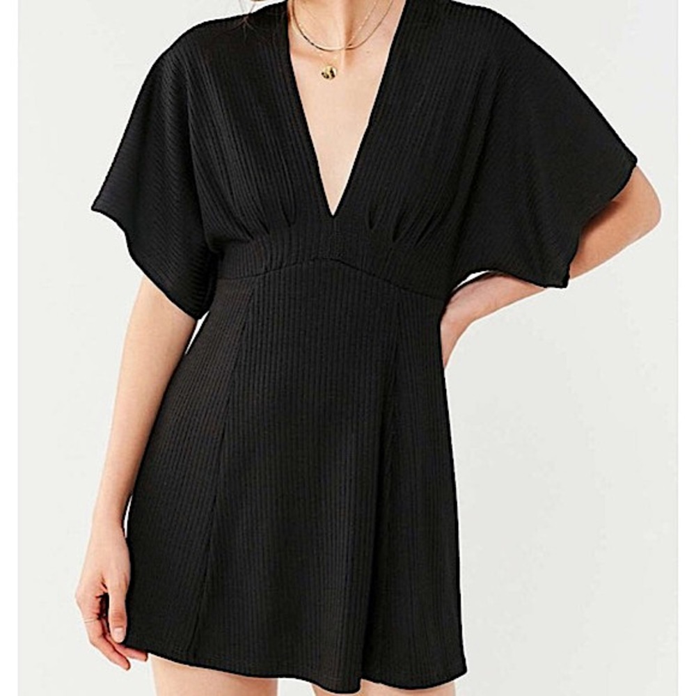 Urban Outfitters Claudia Ribbed Plunge Mini Dress
